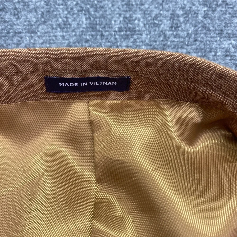 Stafford Signature Mens 46 Short‎ Classic Fit Linen Cotton Sport Coat Tan Brown